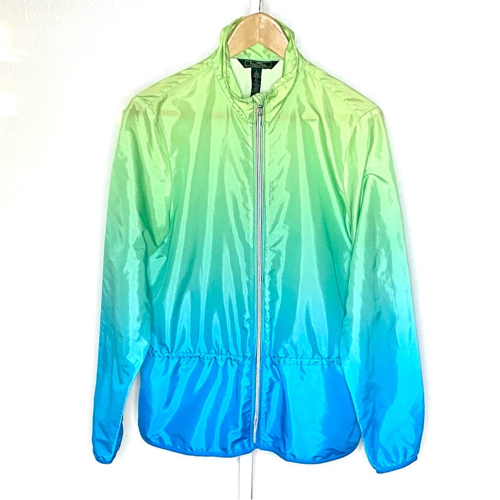 Lauren Active Ralph Lauren | Blue/Green Ombre Light Zip-Up Windbreaker Sz Large
